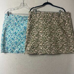 Croft & Barrow The Effortless Stretch Skort Sz 18 Lot of 2 floral blue brown